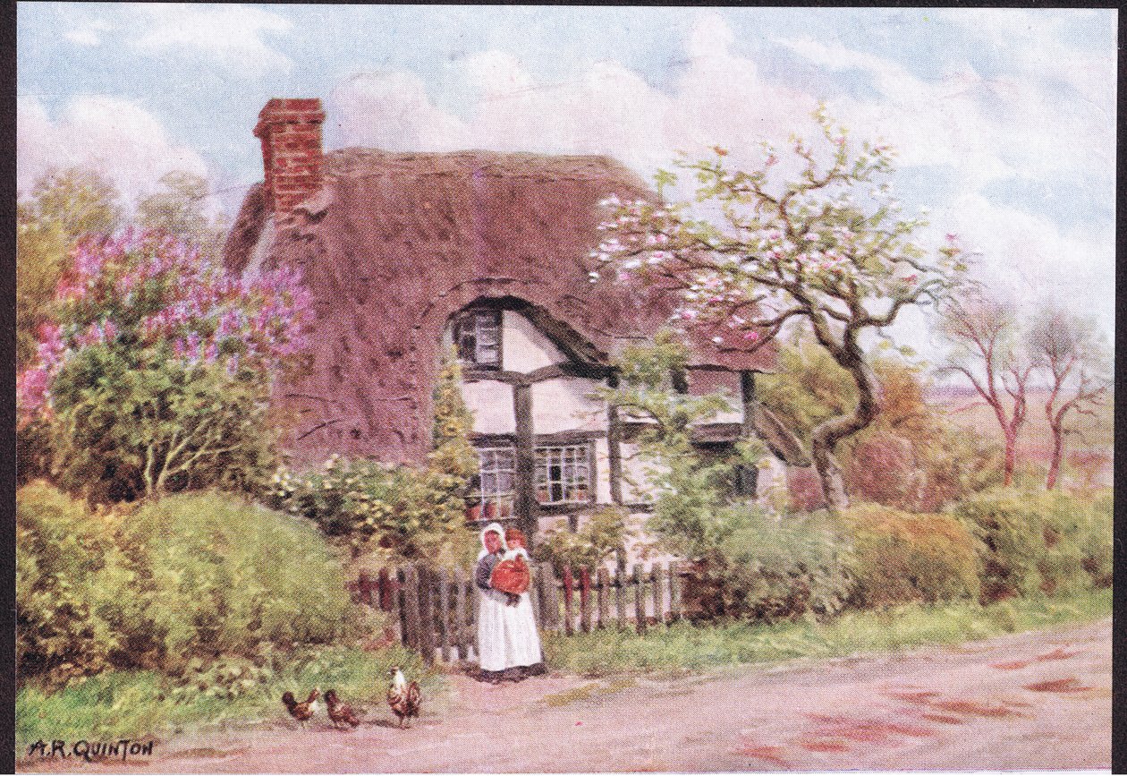 Lilac and Apple Blossoms, Harvington, Worcester, z The Cottages and the Village Life of Rural England vydané nakladatelstvím Dent & Sons Limited, 1912 od Alfred Robert Quinton