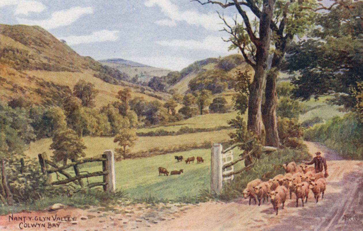 Nant Y Glyn Valley, Colwyn Bay (barevná litografie) od Alfred Robert Quinton