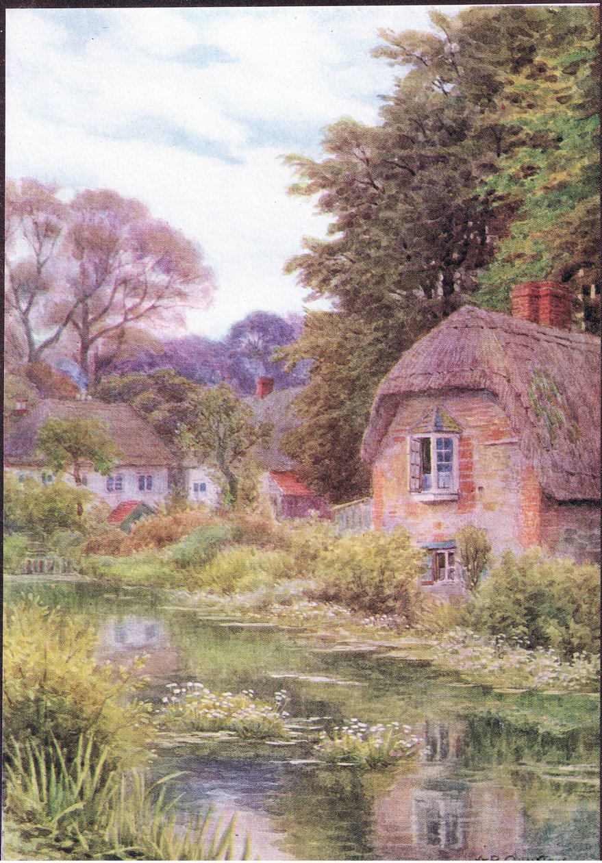 On the Avon at Lake, poblíž Salisbury, z The Cottages and the Village Life of Rural England vydané nakladatelstvím Dent & Sons Limited od Alfred Robert Quinton