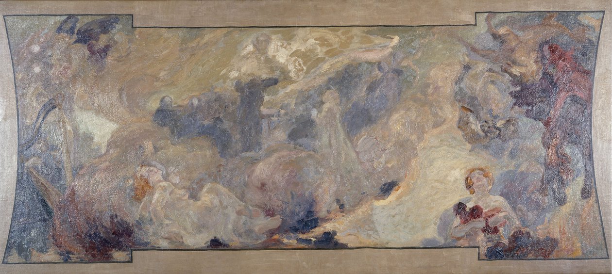 Skica pro Petit Palais, galerie sud: La musique fantastique, mezi lety 1906 a 1917 (plátno, olej) od Alfred Roll