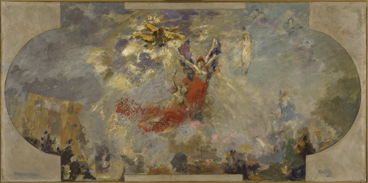 Skica jižní galerie Petit Palais: Apoteóza (centrální strop), mezi lety 1906 a 1913 (olej na plátně na dřevě) od Alfred Roll