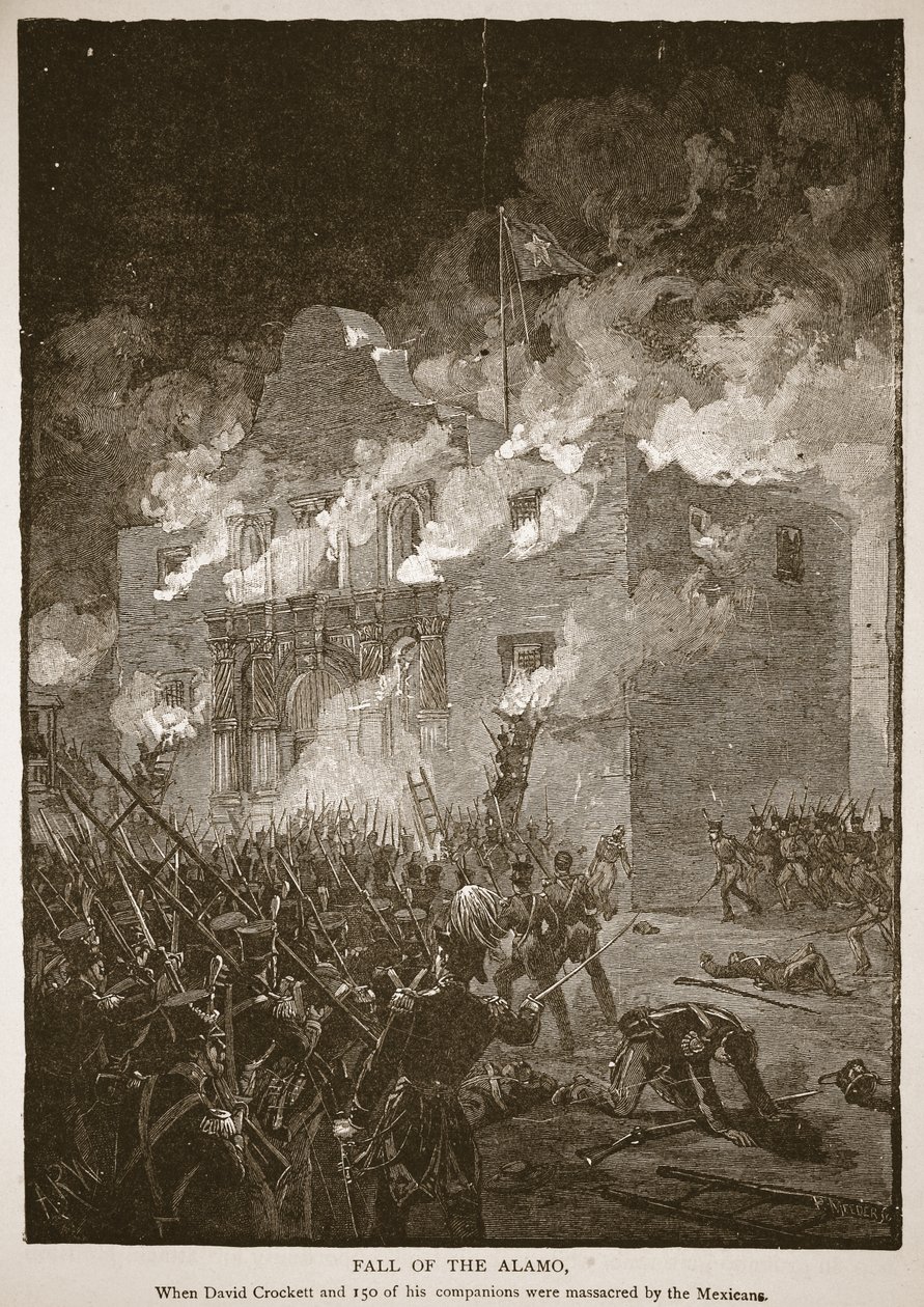 Fall of the Alamo, z knižní hospody. 1896 (rytina) od Alfred Rudolph (after) Waud