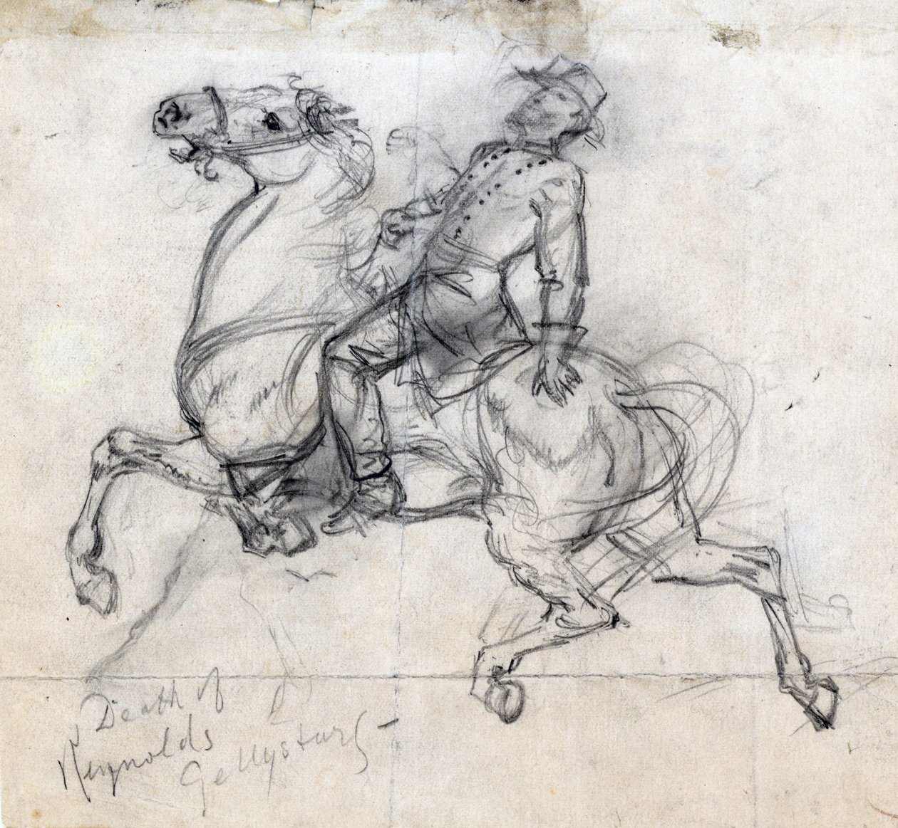 Smrt Reynoldse v Gettysburgu 1863 (kresba) od Alfred Rudolph Waud