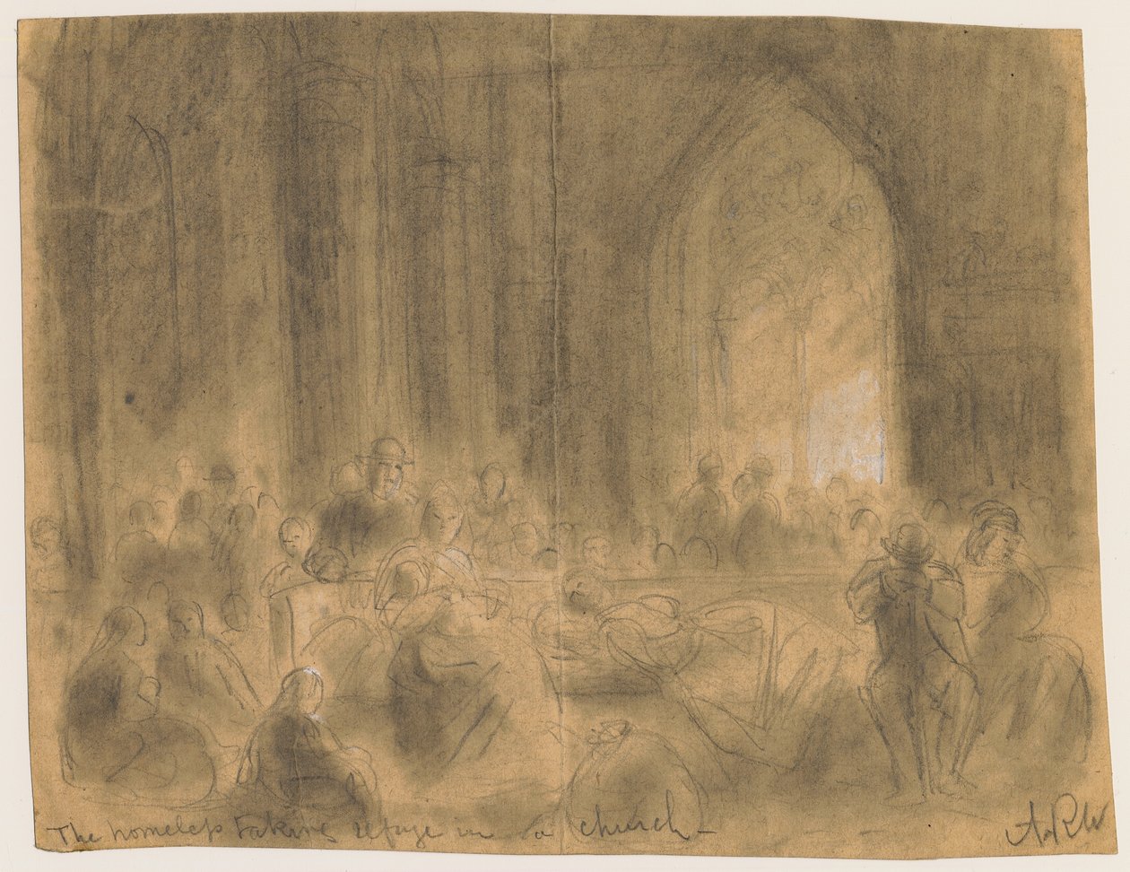 Bezdomovci se uchýlili do kostela během požáru v Chicagu v roce 1871 od Alfred Rudolph Waud