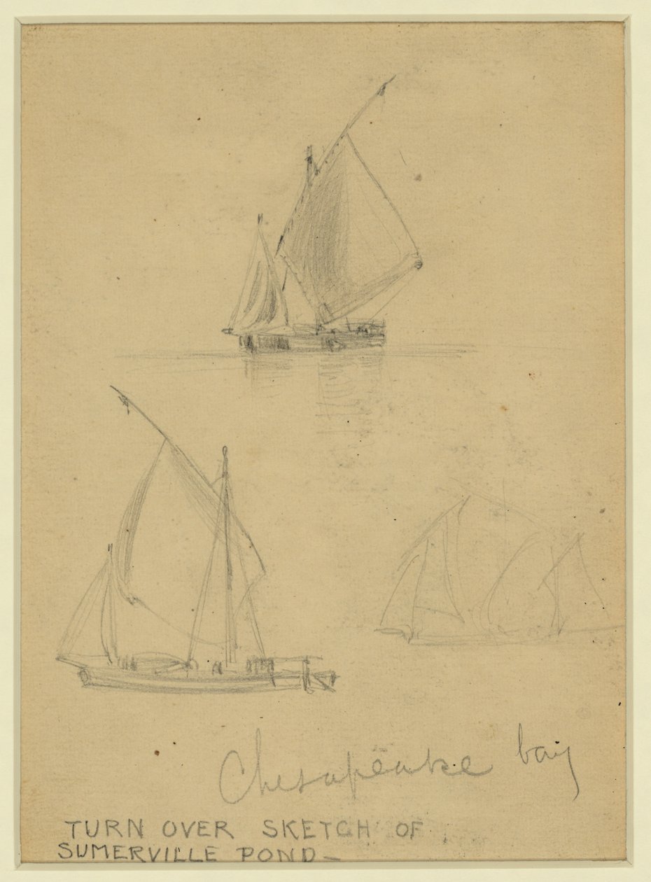 Tři plachetnice na Chesapeake Bay od Alfred Rudolph Waud