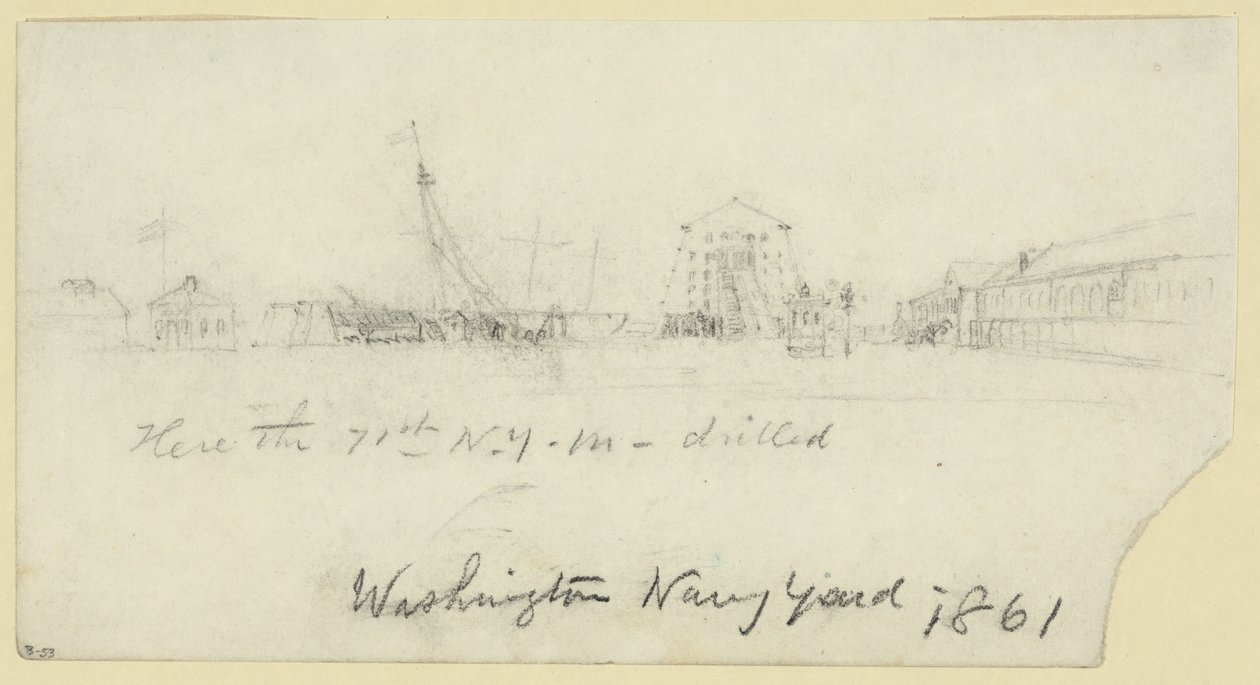 Yard Washingtonského námořnictva od Alfred Rudolph Waud
