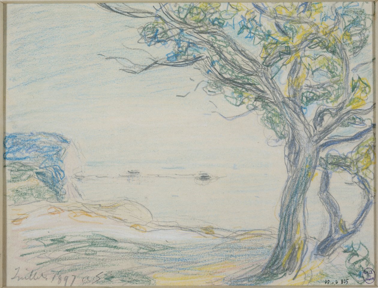 Stromy u moře od Alfred Sisley