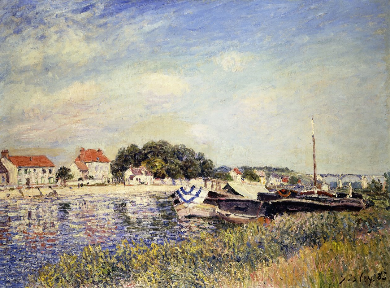 Banks of the Loing v Saint-Mammes; Bords du Loing a Saint-Mammes, 1885 od Alfred Sisley