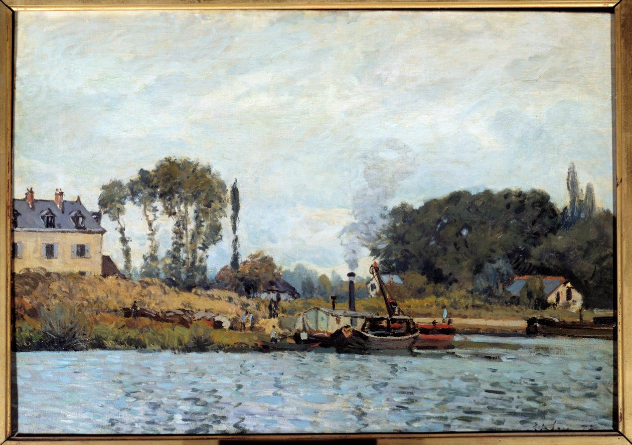 Loď u zámku Bougival Malba Alfreda Sisleyho (1839-1899) 1873 Ne. 0,46x0,65 m Paříž, musee d