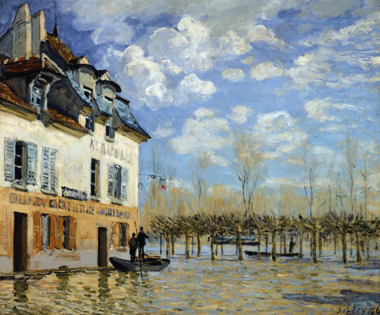 Loď v záplavě v Port-Marly (Port-Marly) (olej na plátně od Alfred Sisley