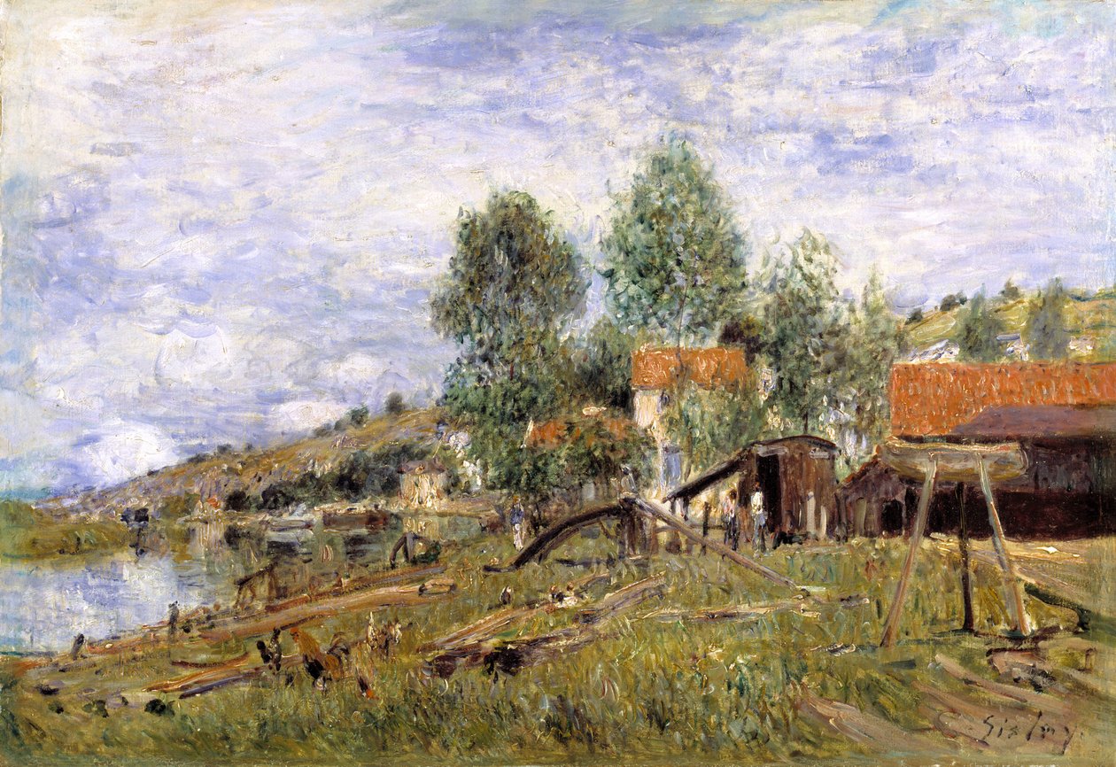 Loděnice v Saint-Mammes od Alfred Sisley
