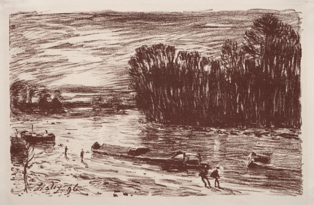 Banks of the Loing, poblíž Saint-Mammès od Alfred Sisley
