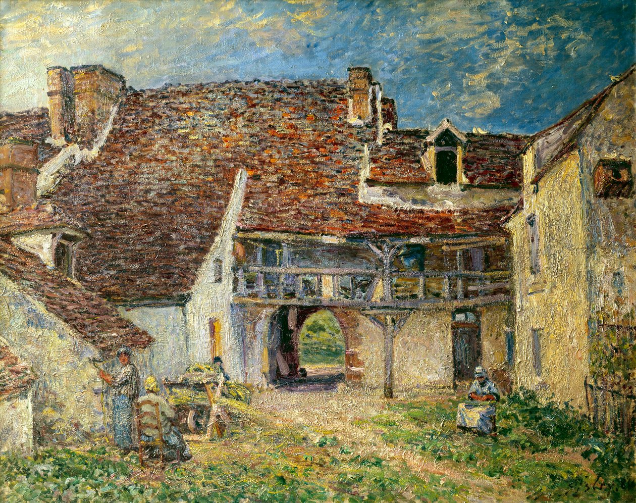 Farm Court in Saint Mammes Malba Alfreda Sisleyho (1839-1899) 1884 Ne. 0,73x0,93 m Paříž, musee d