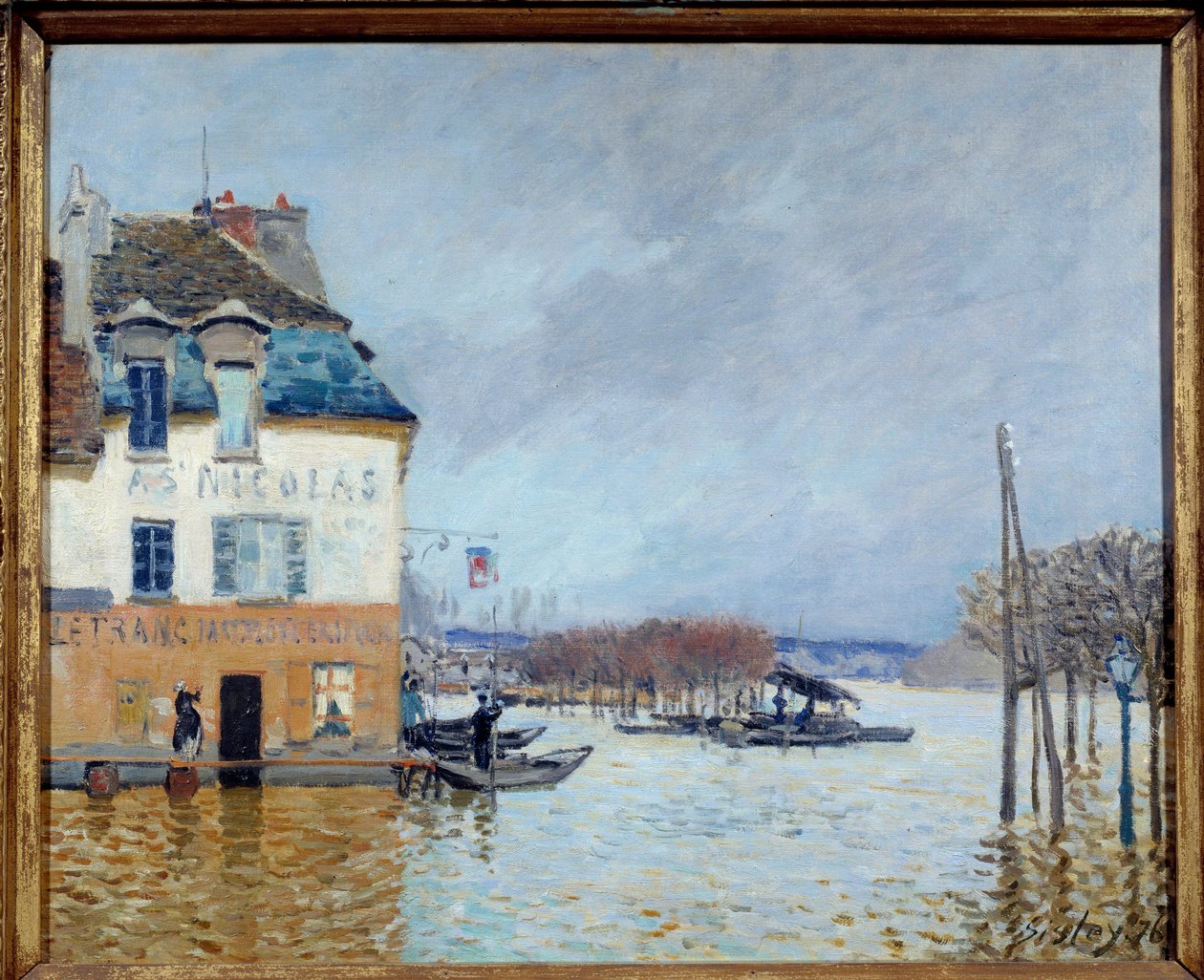 Povodeň, Port Marly (Port-Marly) Obraz Alfreda Sisleyho (1839-1899) 1876 Ne. 0,5x0,61 m Rouen, musee des Beaux Arts od Alfred Sisley