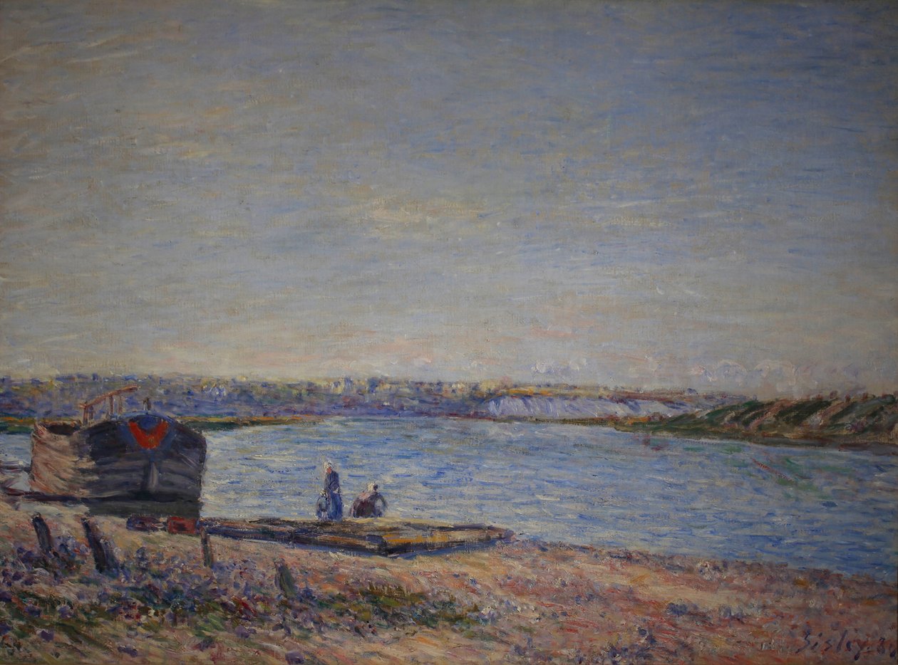 Francouzsky: Les Côteaux de Veneux, pohled ze Saint Mammès od Alfred Sisley