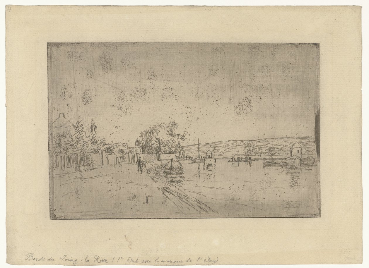 Pohled na řeku Loing s loděmi z banky Bords du Loing: La Rive od Alfred Sisley