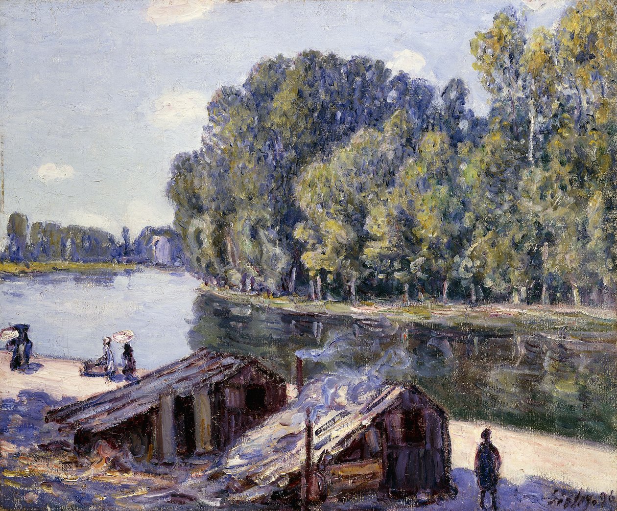 Chaty na okraji Canal du Loing se sluncem; Chatky na okraji Canal du Loing-Sun Effect od Alfred Sisley