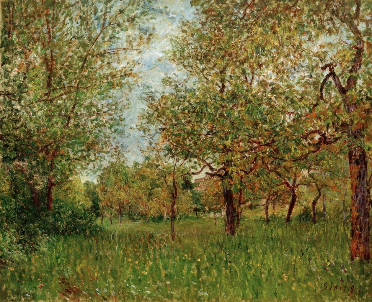 Malá louka v By od Alfred Sisley