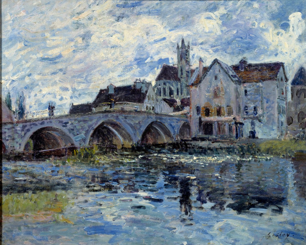 Obraz Moret Bridge od Alfreda Sisleyho (1839-1899) Le Havre z 19. století, Muzeum výtvarných umění od Alfred Sisley