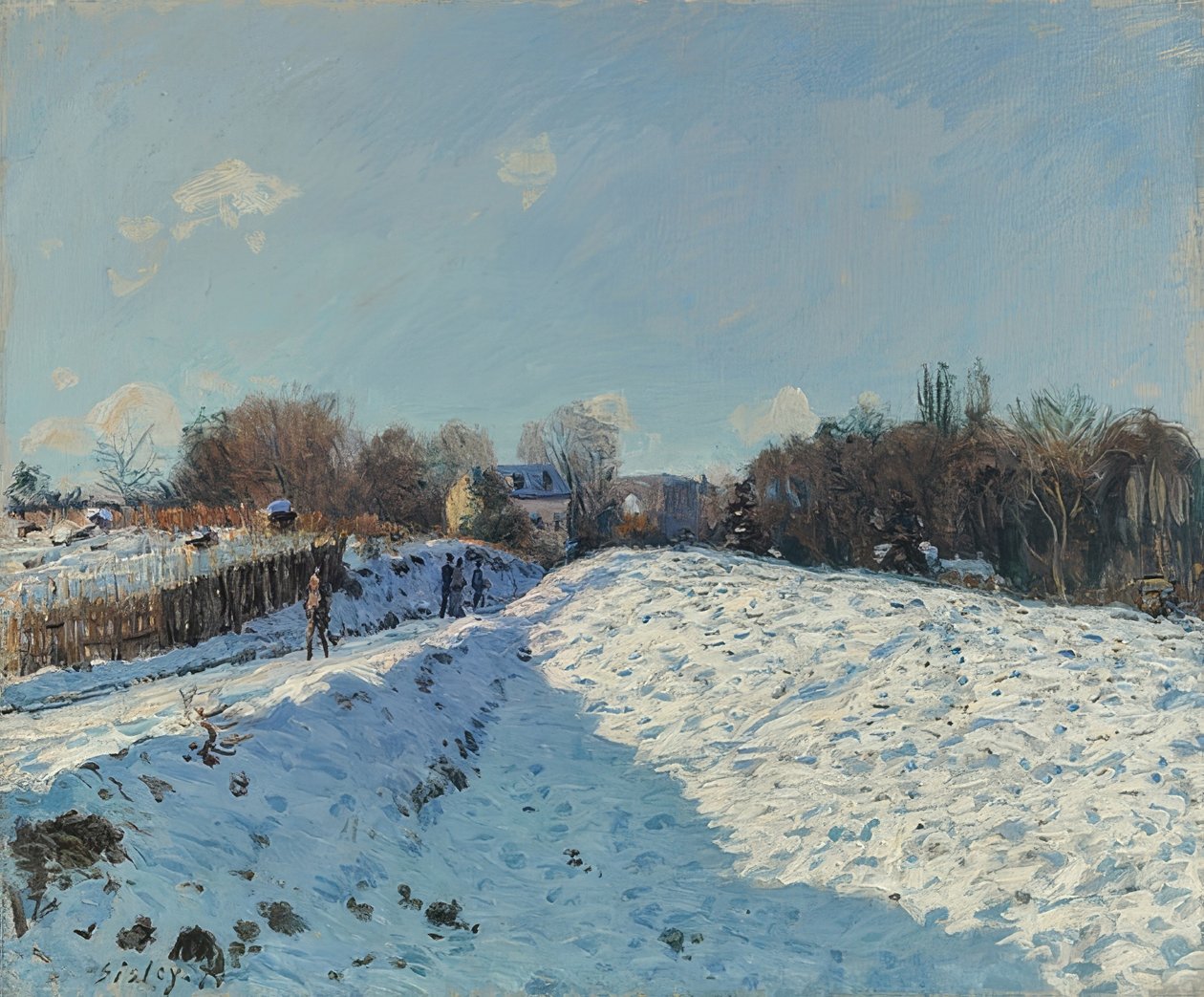 Louveciennes im Schnee (Sněhový efekt v Louveciennes). 1874 od Alfred Sisley