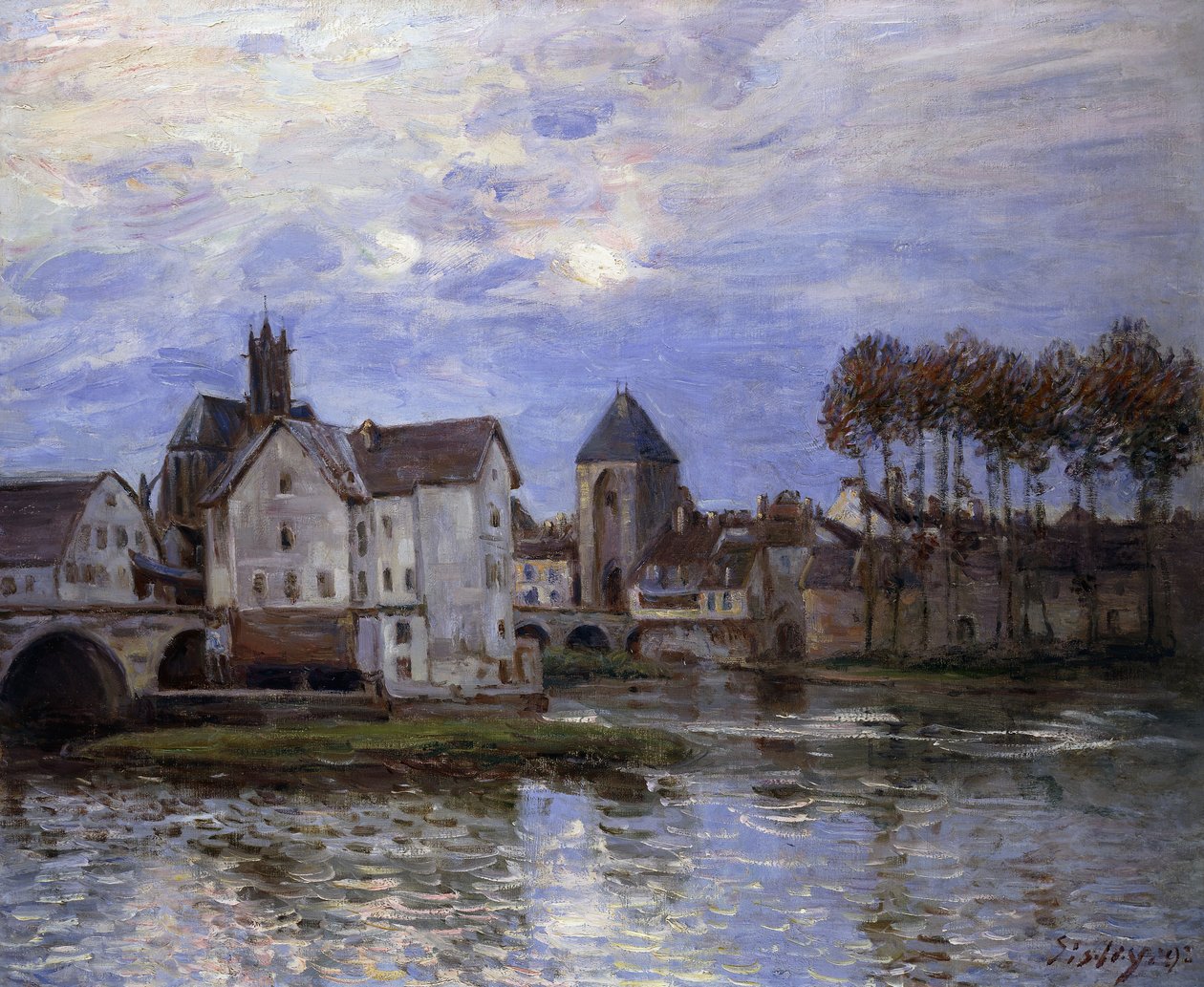 Moret Bridge při západu slunce; Moret Bridge při západu slunce, 1892 od Alfred Sisley