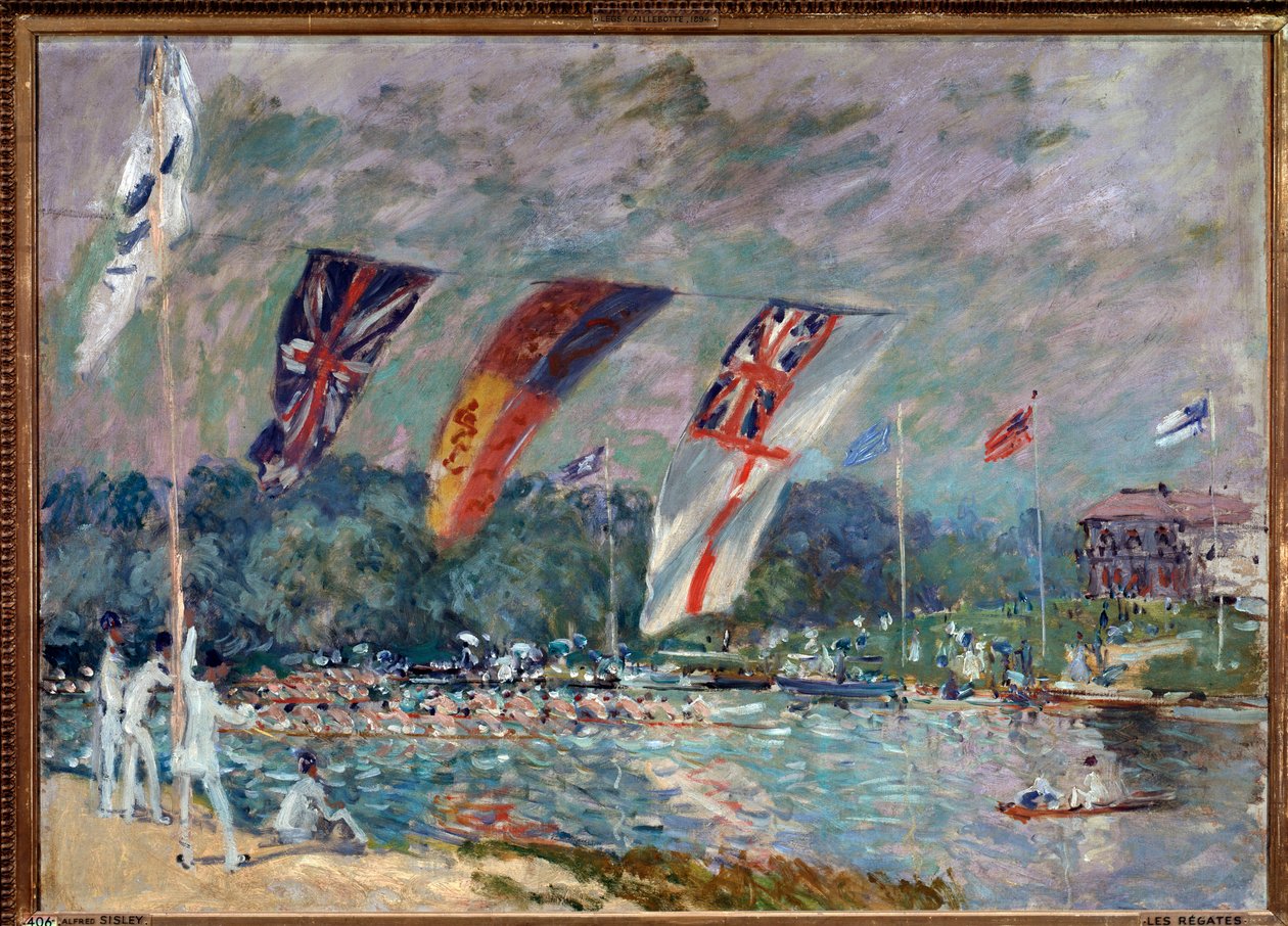 Regata v Molesey, Anglie - olej na plátně od Alfred Sisley