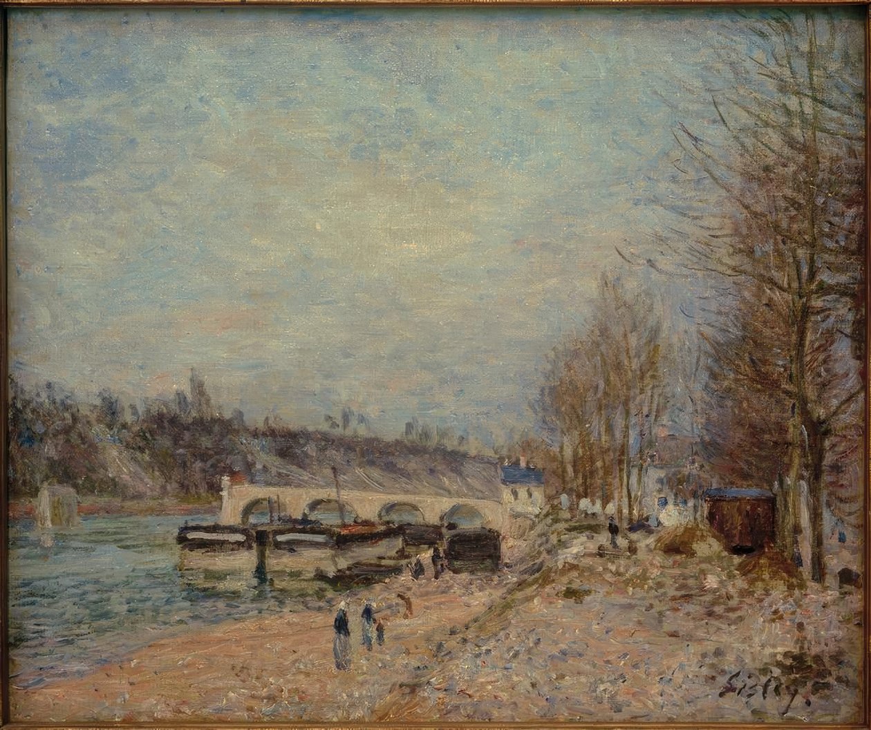 Saint-Mammès - Šedé počasí od Alfred Sisley