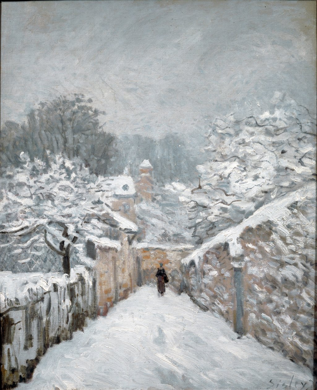 Sníh v Louveciennes. Olej na plátně od Alfred Sisley