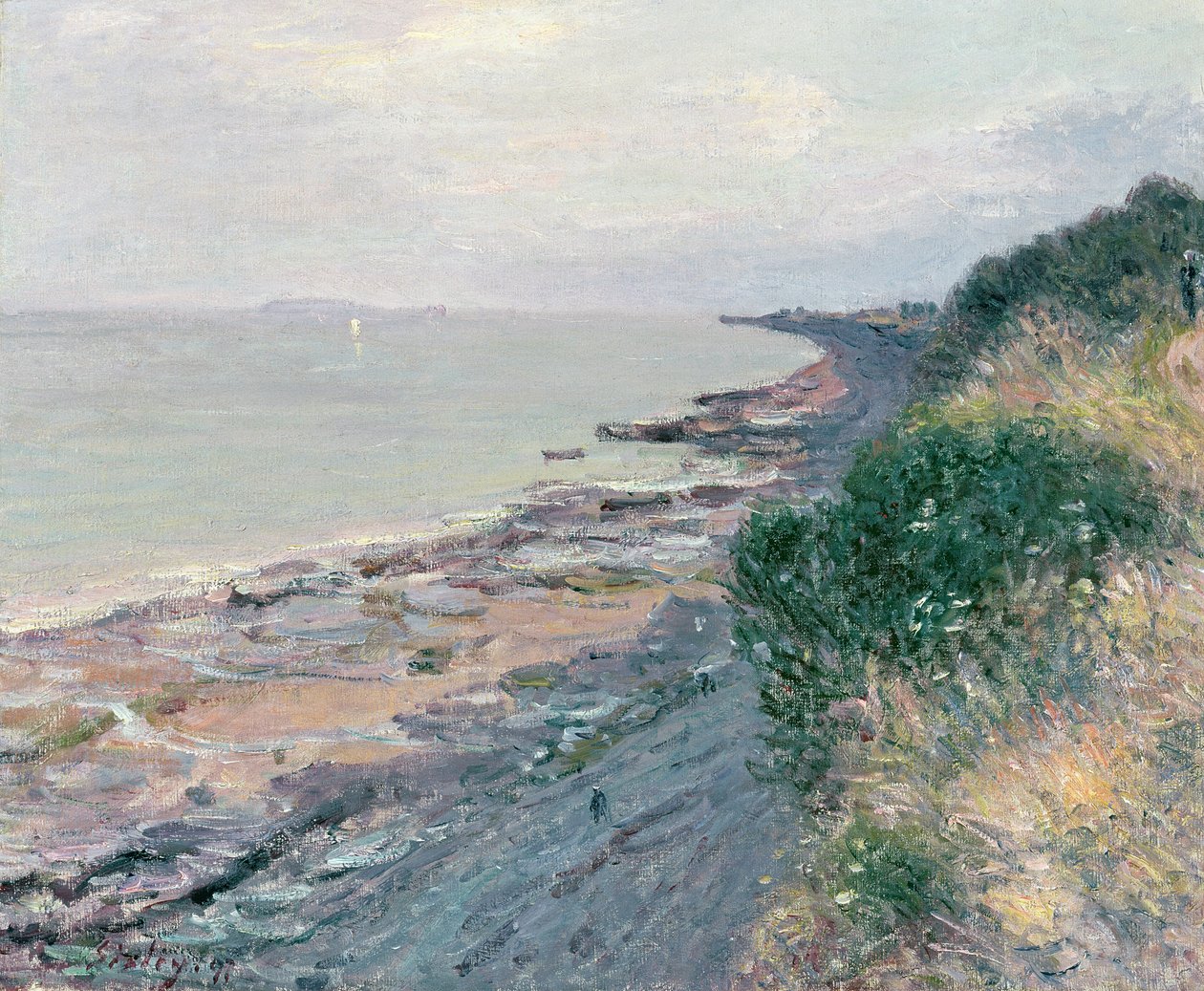 Útes v Penarthu, večer, odliv od Alfred Sisley