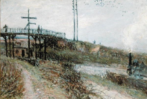 Lávka pro pěší přes železnici v Sevres, c.1879 od Alfred Sisley