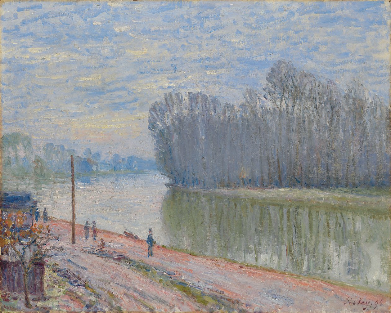 Kanál Loing, ráno; Canal du Loing, ranní efekt, 1896 od Alfred Sisley