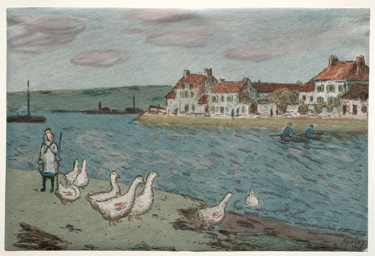 Břeh řeky nebo husy od Alfred Sisley