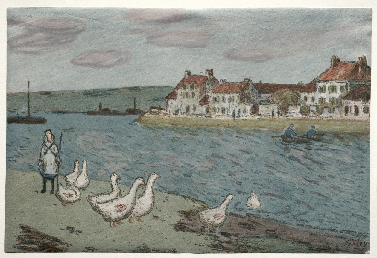 Břeh řeky nebo husy od Alfred Sisley