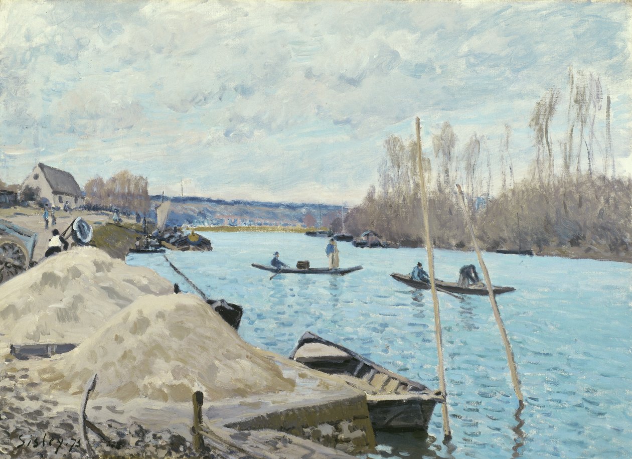 Seina v Port-Marly, Piles of Sand, 1875 od Alfred Sisley