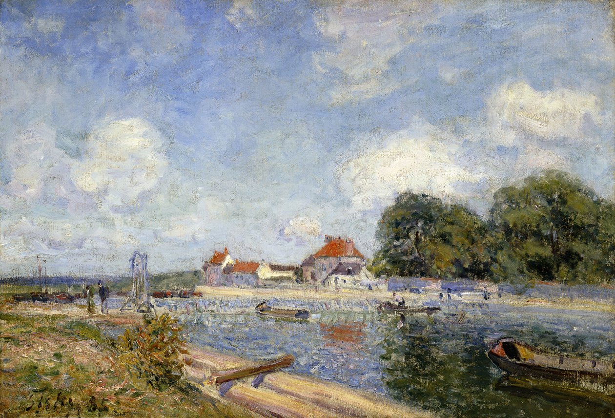 Jez na Loingu v Saint-Mammes; Le Barrage du Loing a Saint-Mammes, 1885 od Alfred Sisley