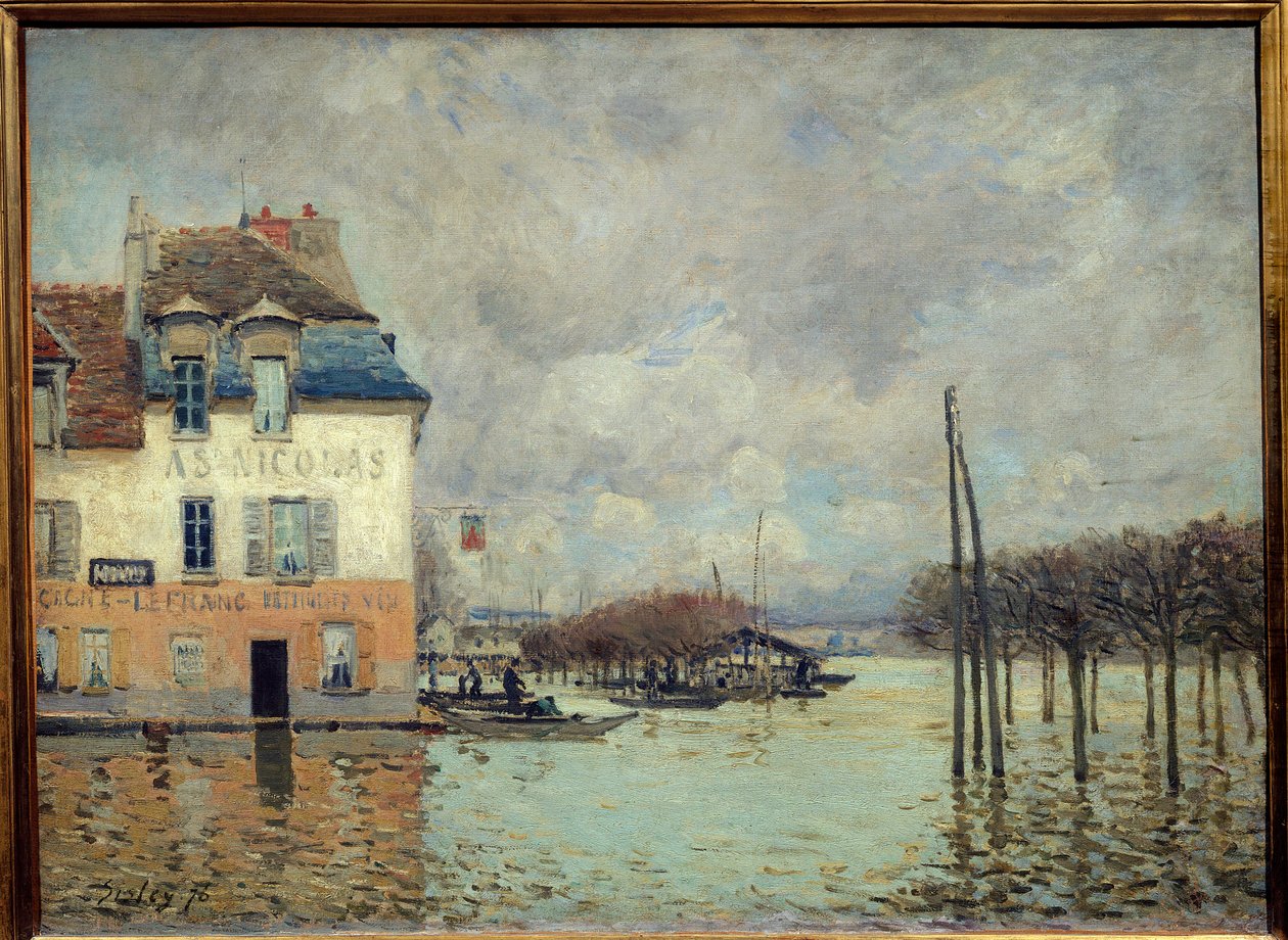 Povodeň v Port Marly (Port-Marly) Obraz Alfreda Sisleyho (1839-1899) 1876 Rozm. 0,60 x 0,81 m Paříž, musee d
