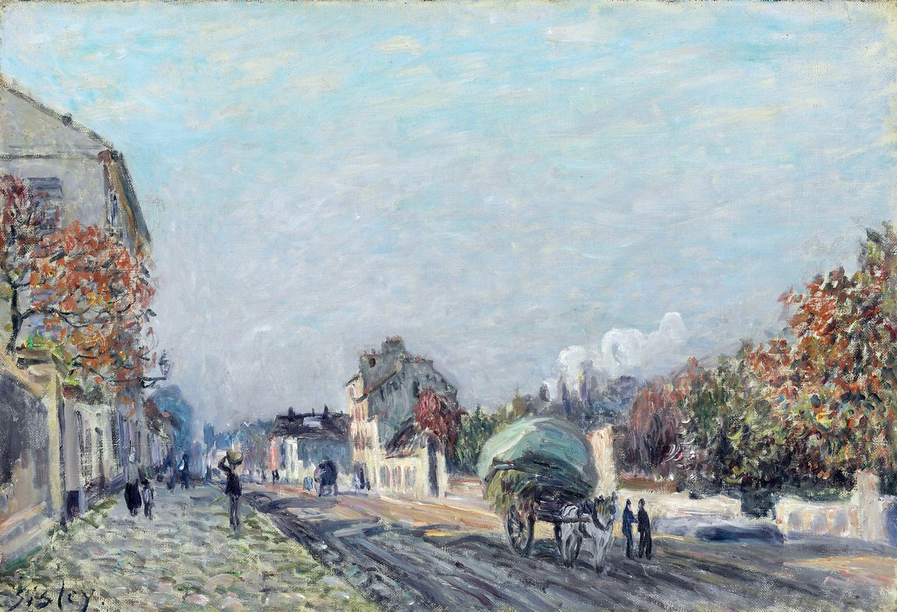 Ulice v Marly - obraz Alfreda Sisleyho (1839-1899), olej na plátně, 38,1 x 55,9 cm od Alfred Sisley
