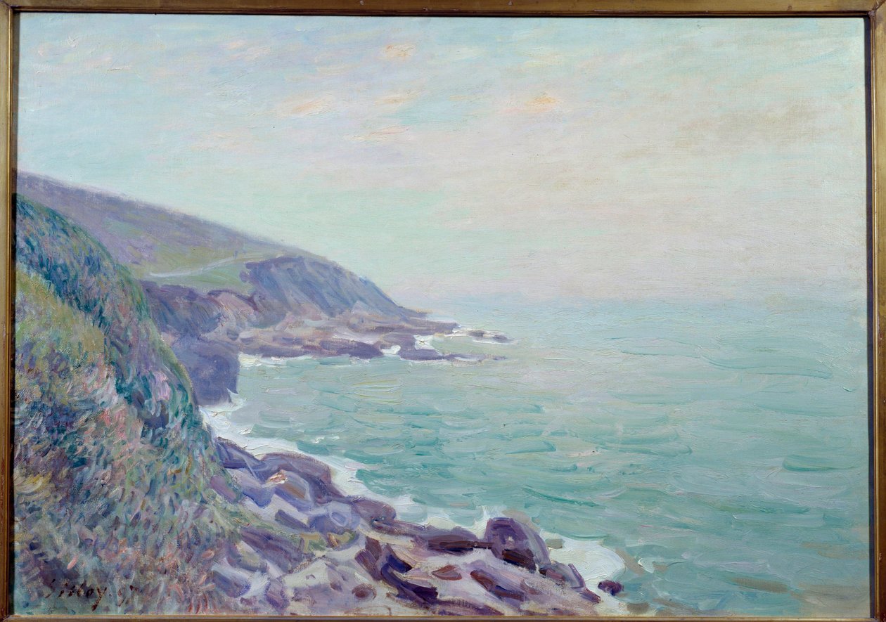 Pohled na pobřeží Walesu v mlžné malbě od Alfreda Sisleyho (1839-1899) 1897 Sun. 0,65x0,92 m Rouen, Muzeum výtvarných umění od Alfred Sisley