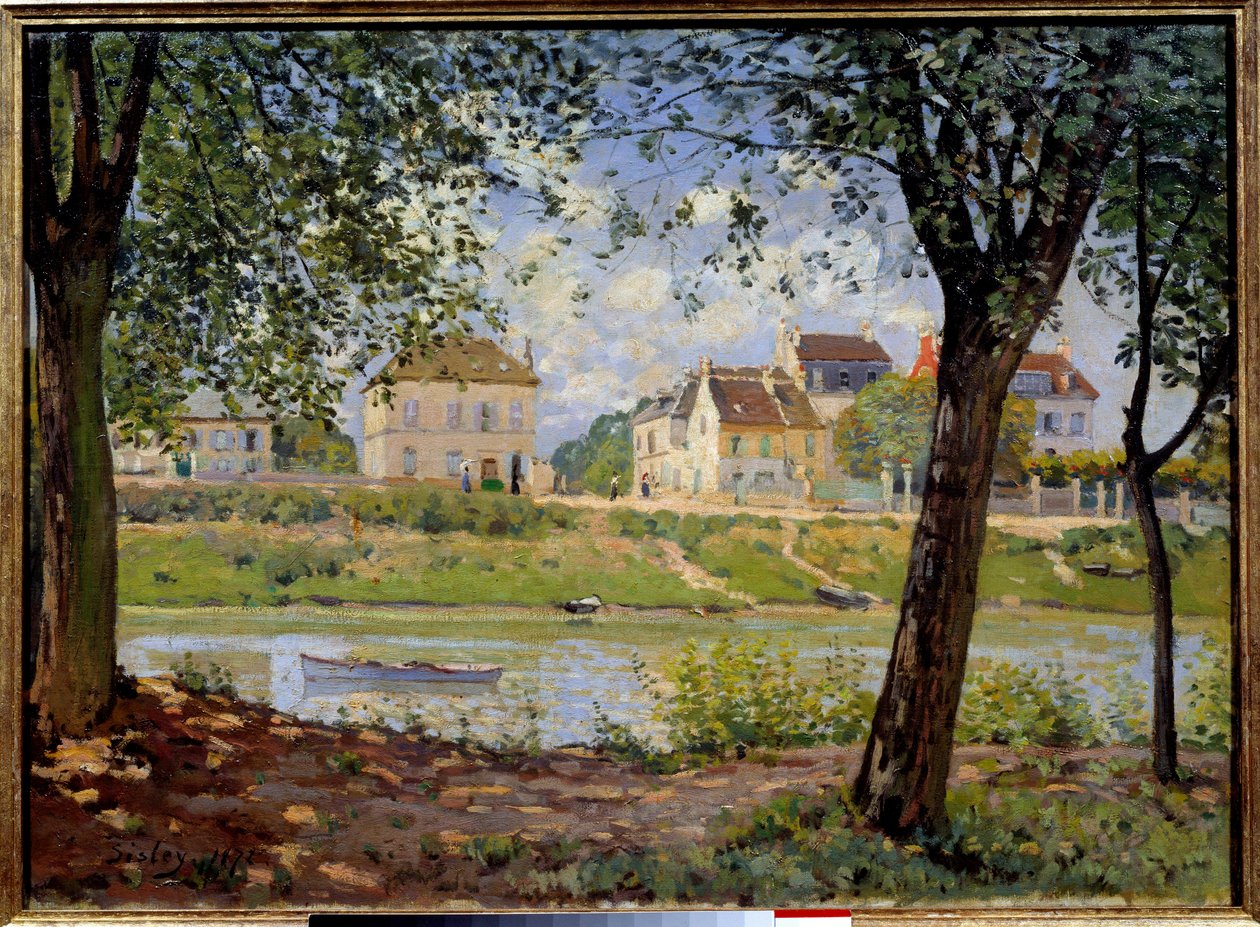 Villeneuve La Garenne nebo vesnice na břehu Seiny. Obraz Alfreda Sisleyho (1839-1899) od Alfred Sisley