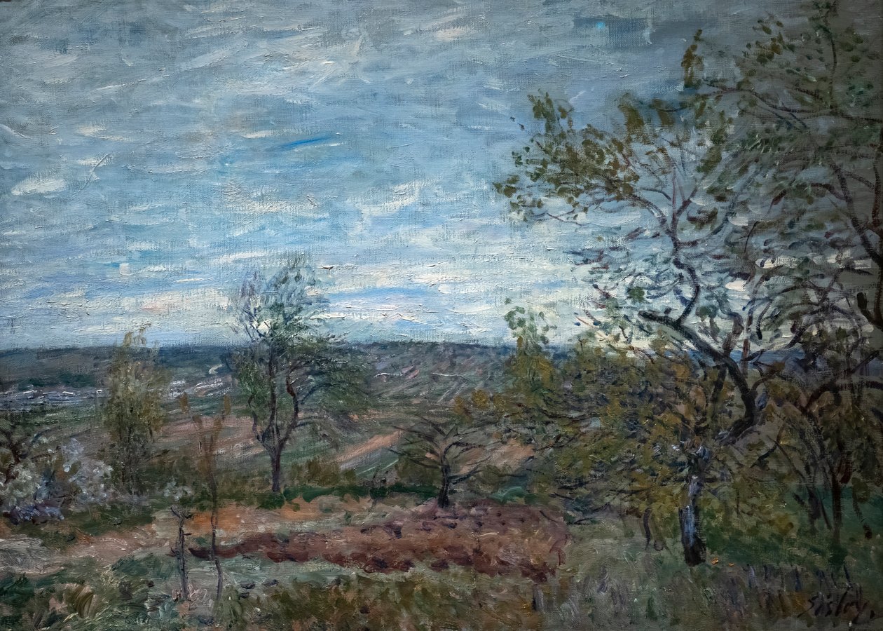 Větrný den ve Veneux od Alfred Sisley