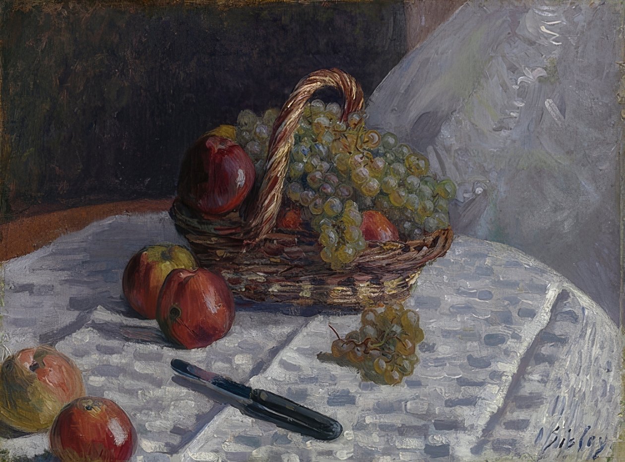 Jablka a hrozny v košíku. Kolem 1880-81 od Alfred Sisley