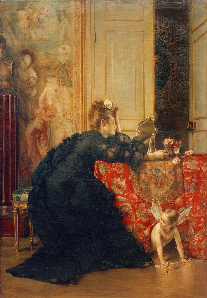 A.Stevens, The Widow nebo The Last Day of Widowhood od Alfred Emile Stevens