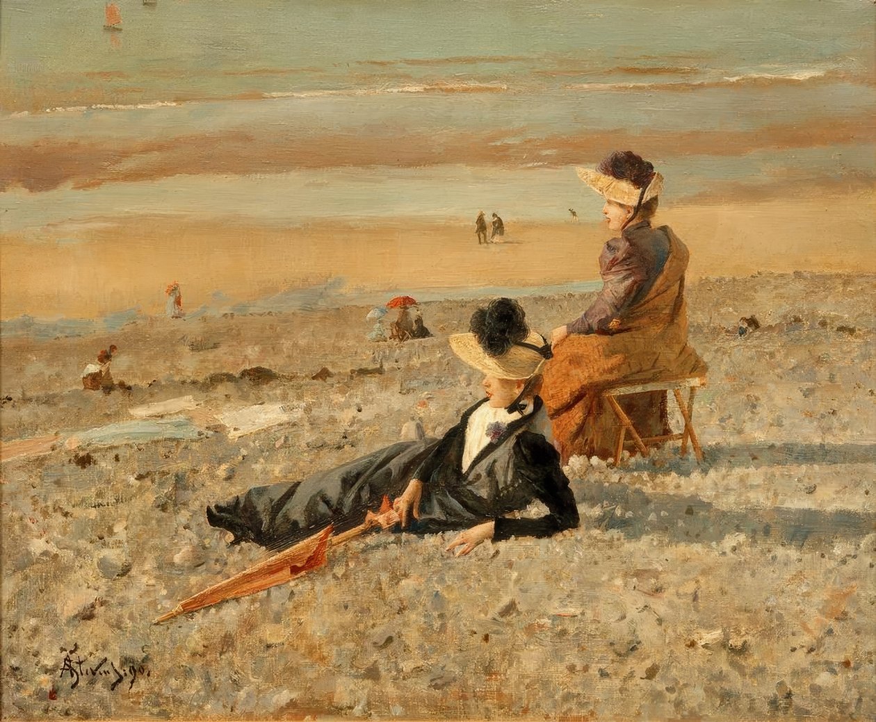 A.Stevens, Krásný den v Le Tréport od Alfred Emile Stevens