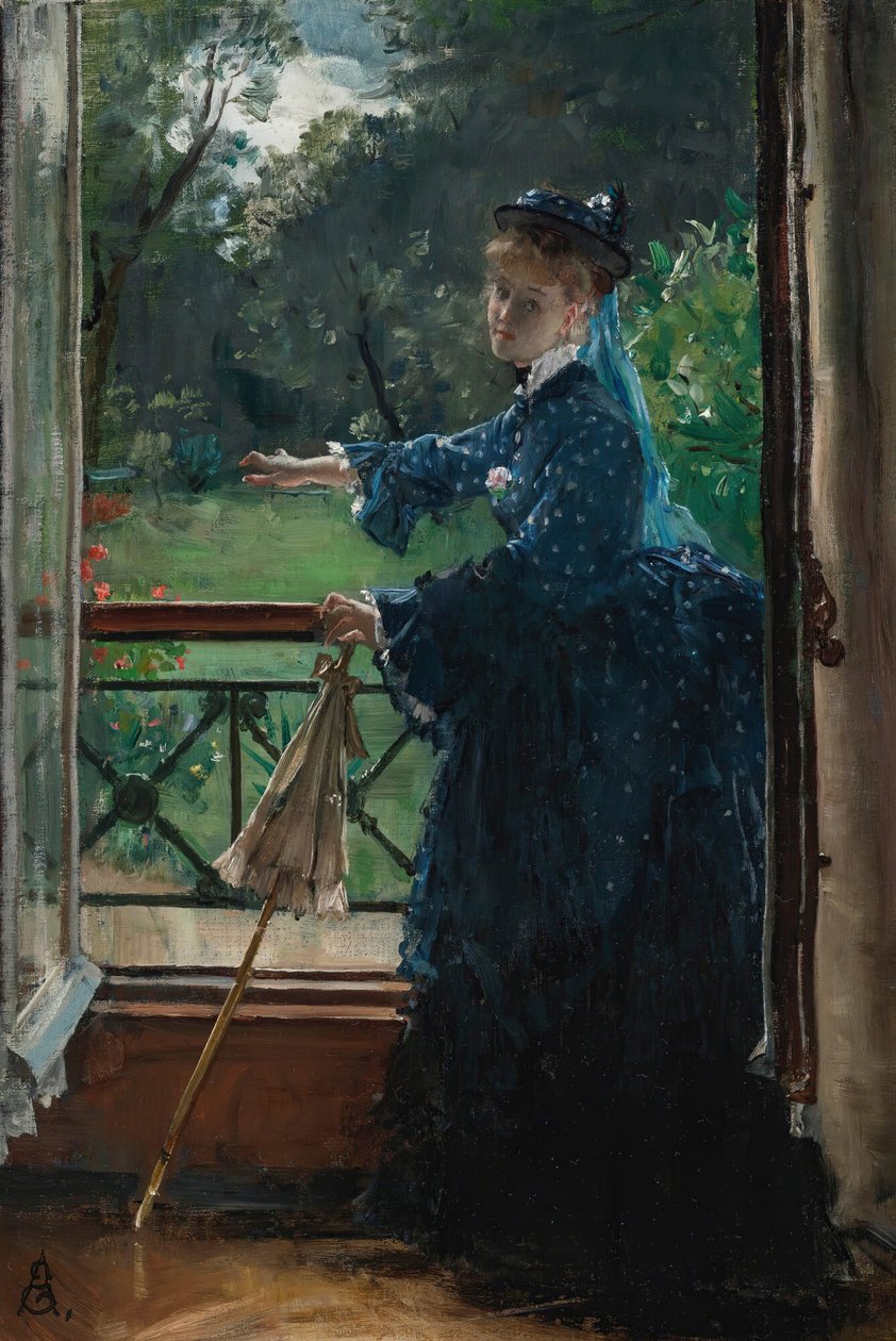 Žena na balkóně. od Alfred Emile Stevens