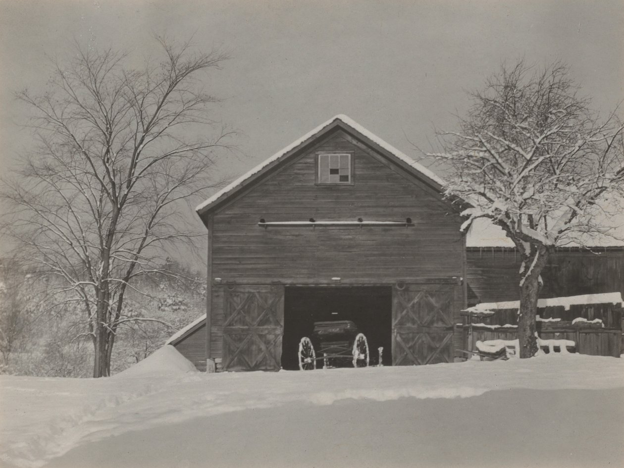 Stodola a sníh od Alfred Stieglitz