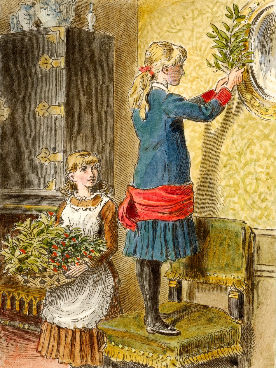 Vánoční výzdoba, hospoda. 1854. od Alfred W Cooper