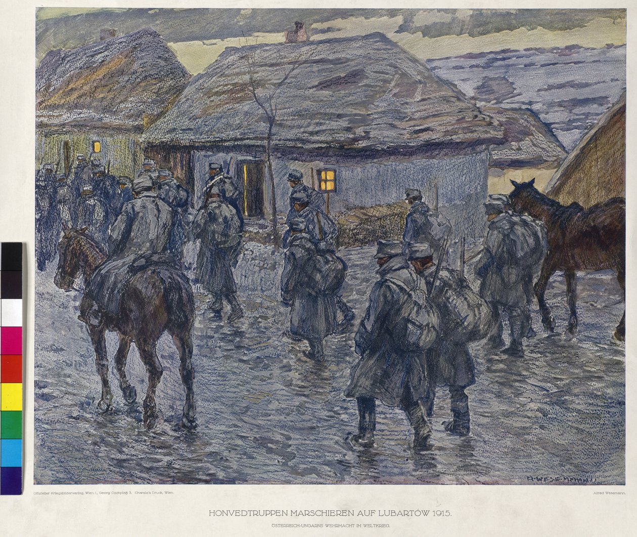 Pochod honvédských vojsk na Lubartov 1915 (tisk) od Alfred Wesemann