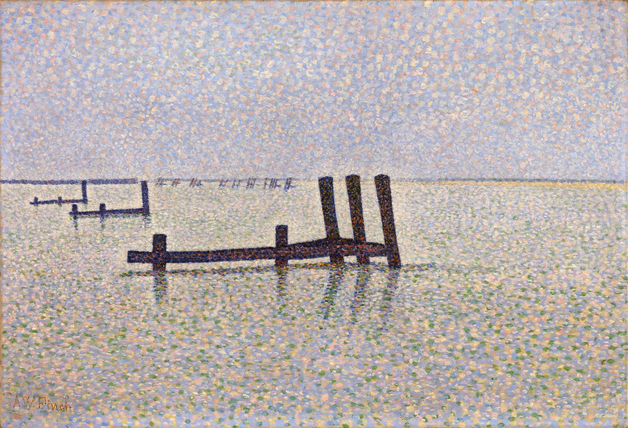 ""Pohled na kanál La Manche v Nieuportu (Nieuwpoort) v Belgii"" Obraz Alfreda Williama (Willy) Finche (1854-1930) kolem roku 1889, pointilismus - Londýn, Národní galerie od Alfred William Finch