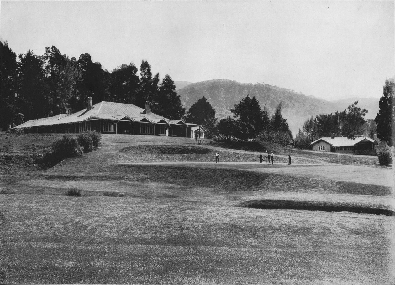18th Hole and Club House, Golf Links, Nuwara Eliya, Elevation 6,200 Feet, c1890, 1910 od Alfred William Amandus Plate