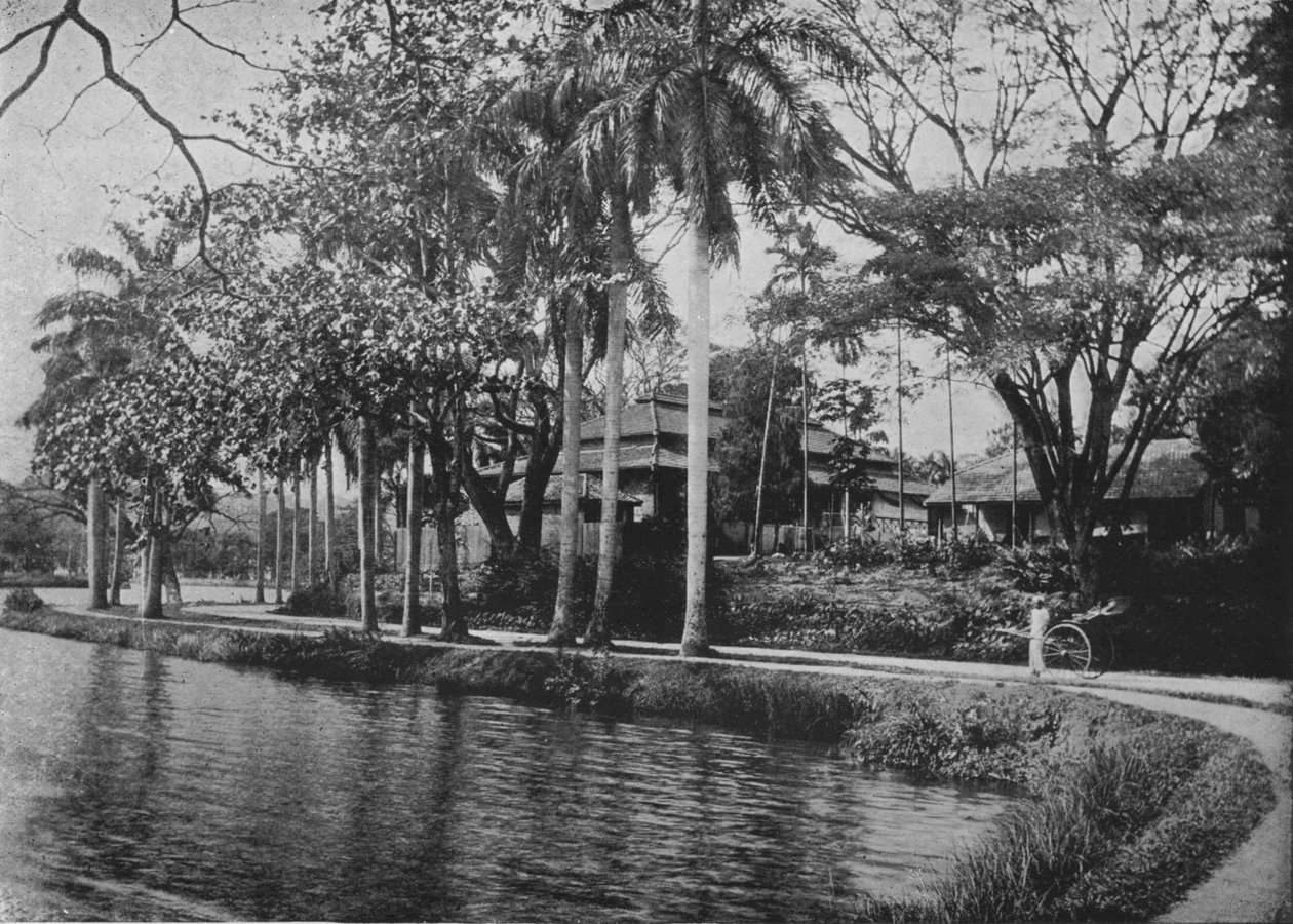 Kandy - malebný kout jezera, c1890, 1910 od Alfred William Amandus Plate